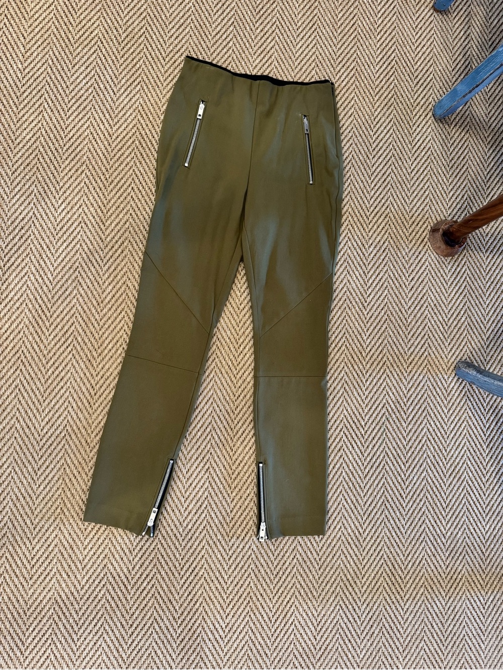 rag & bone Olive Green Zipper-Trim Jogger Pants